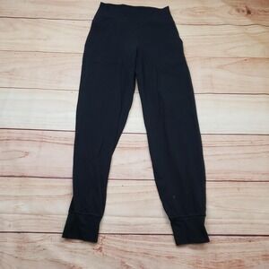 Lululemon Jogger Pants Womens 4 Black High Rise Pockets Cuffed Yoga Leggings